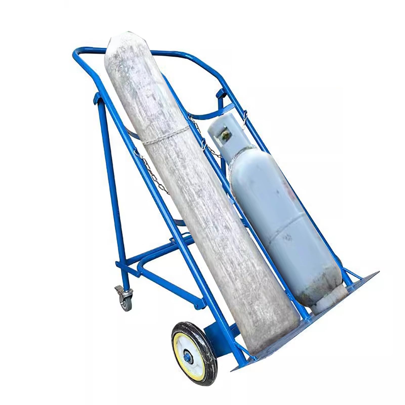 WQPMNYG Portable Oxygen Tank Holder Cart with Wheels - Double Cylinder CO2 & Nitrous Oxide Carrier Dolly, Medical Clinic Oxygen Transport Caddy