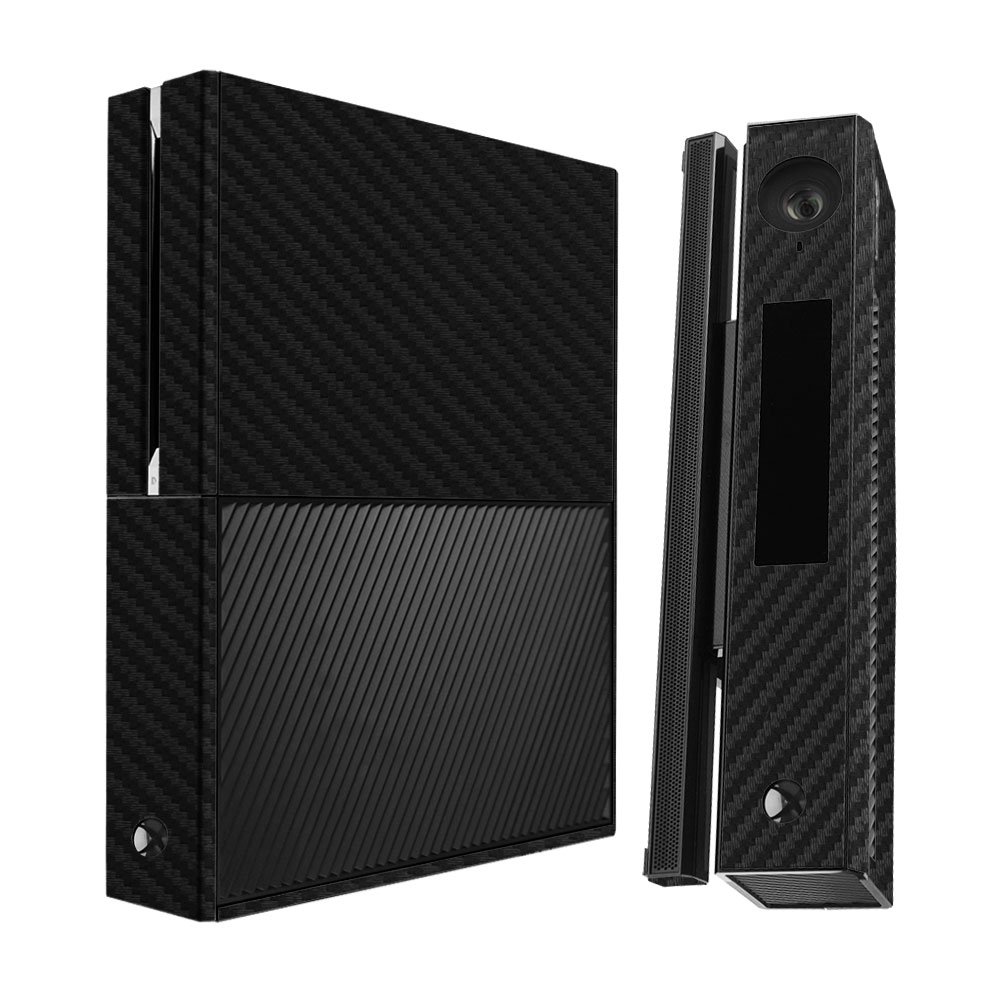Skinomi Black Carbon Fiber Full Body Skin Compatible with Microsoft Xbox One and Kinect (Combo Kit)(Full Coverage) TechSkin Anti-Bubble Film