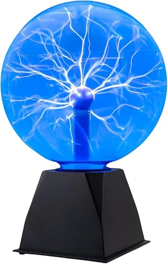 8" Blue Plasma Balls, Static Balls, Touch & Sound Sensitive Plasma Globes, Home Decoration Lamps, Novelty Toys, Kids, Parties, Props, Birthday & Christmas Gifts, Tesla Coil