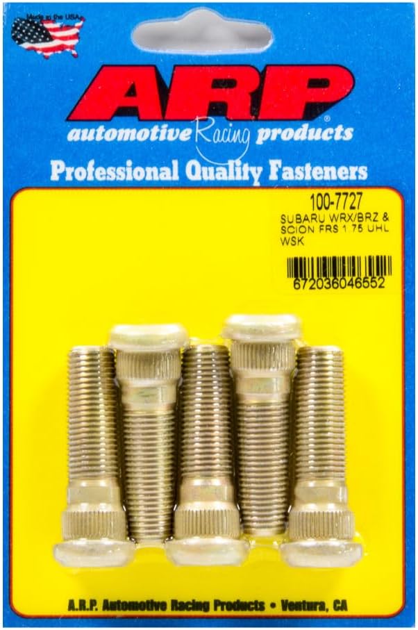 ARP Wheel Stud, 12 mm x 1.25 Thread, 1.750 in Long, 0.585 in Knurl, Chromoly, Cadmium, Subaru WRX/BRZ/Scion FR-S, Set of 5