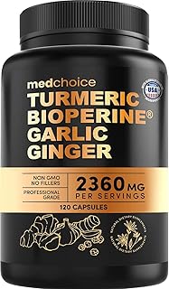 4-in-1 Turmeric and Garlic Supplements with Bioperine 2360 mg (120 ct) Turmeric Ginger Root Capsules with Garlic - Turmeri...