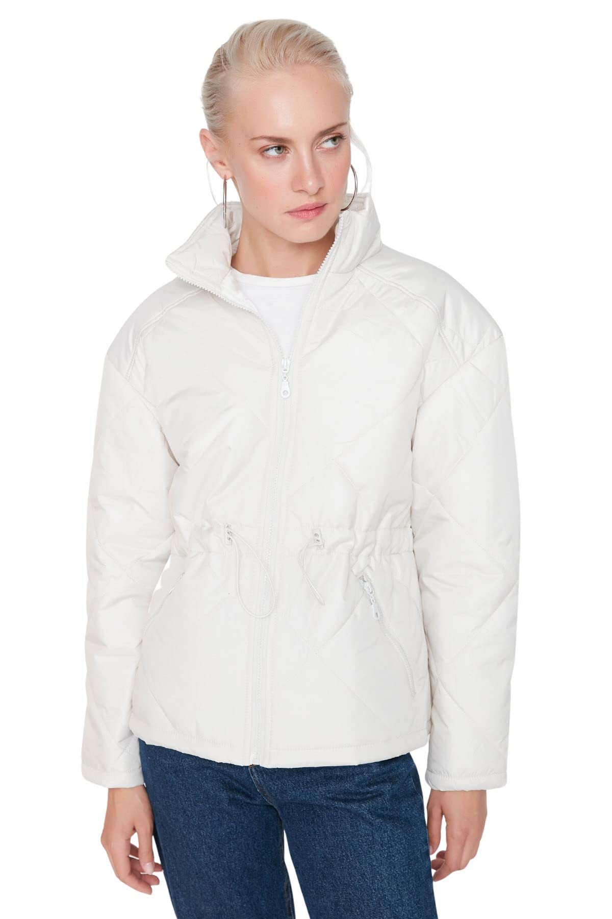 Trendyol FeMan Oversize Puffer Standing Collar Woven Jacket