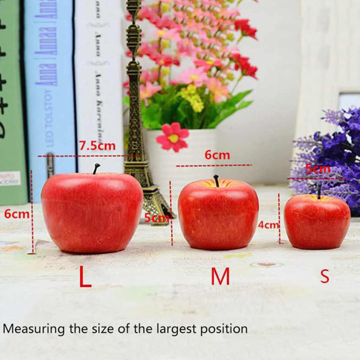 5pcs Artificial Apple Wax Candles, Xmas Fruit Decor
