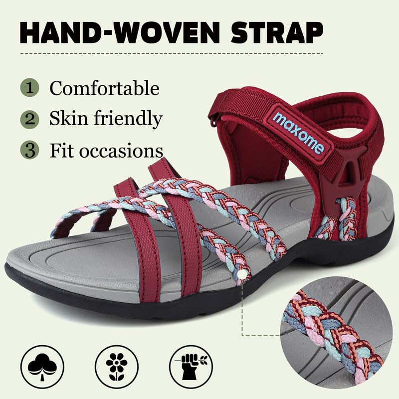 Maxome Sandali da trekking da donna, sandali estivi comodi e leggeri con cinturino a strappo, sportivi e casual da spiaggia
