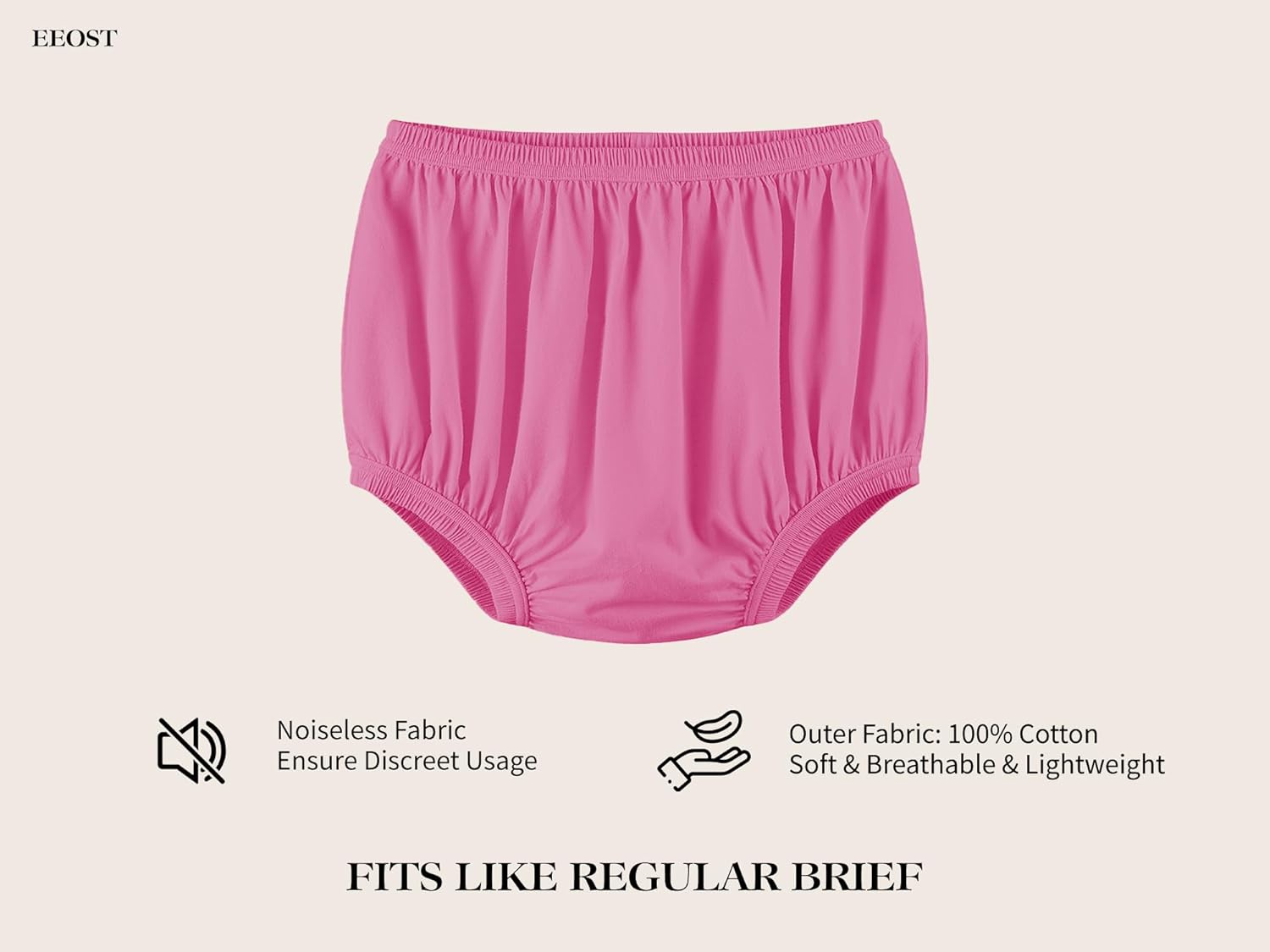 adult diaper cover for incontinence noiseless leak-protection underwear plastic pants over diapers waterproof rubber pants (pink, 4x-large) 4x-large(woman size) pink