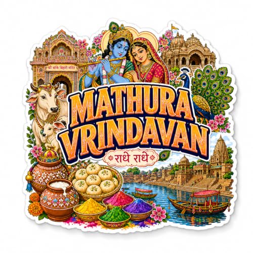 Image of Zesta Wooden Fridge Magnets Set | Refrigerator Decor Magnets for Kitchen | India Souvenir Fridge Magnet Collection | Wooden Magnet for Fridge Door Decoration (Mathura Vrindavan)