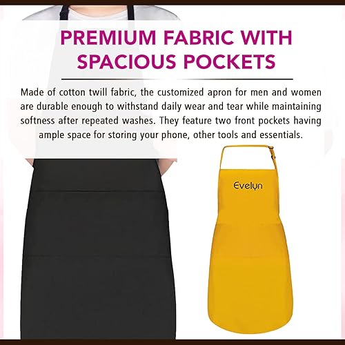 Miniatura 6 de Delantales personalizados para hombres y mujeres Delantal personalizado con nombre bordado y bolsillos para cocina, pintura, manualidades, salón