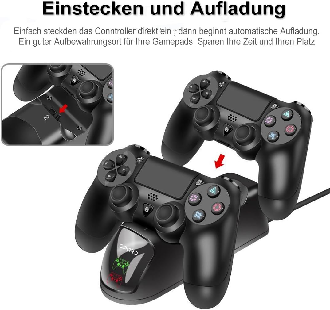 Opard PS4 Controller Charger Station Dual USB Gamepad Charging Dock with LED Display Screen for Sony Playstation 4/ Dualshock 4/ PS4 Slim/ PS4 Pro (Gamepad NOT inclueded) …