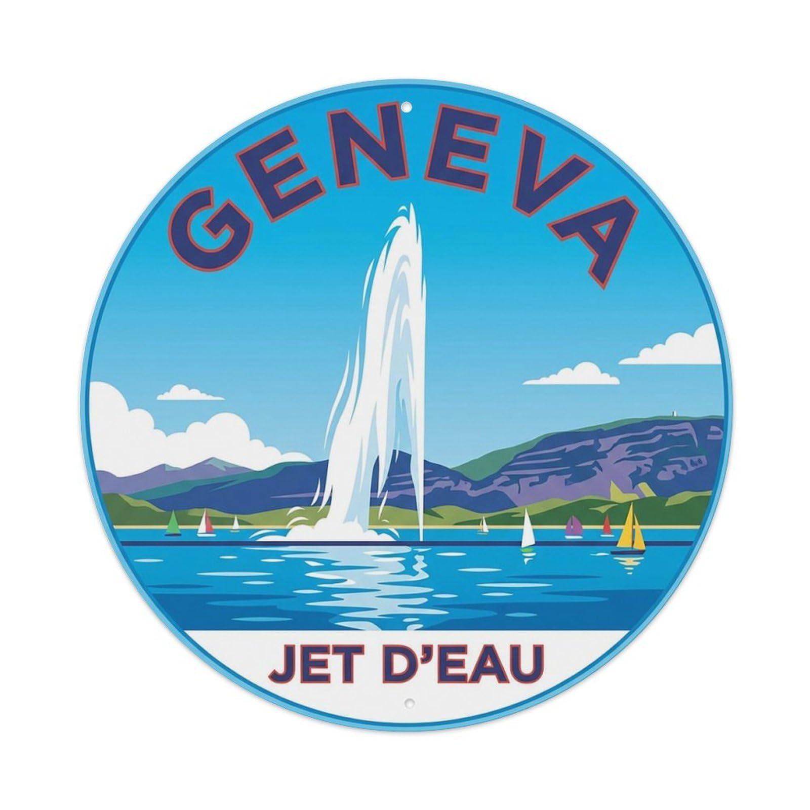 Switzerland Vintage Travel Geneva Vintage Metal Tin Sign Plaque Wall Decor for Cafe, Club Bar, Office, Garden Metal Poster 8x8Inch
