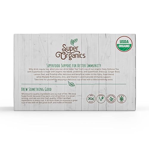 Miniatura 3 de Super Organics Té Daily Defense (orgánico) con superalimentos y probióticos (compatible con Keurig K-Cup), 10 tazas individuales