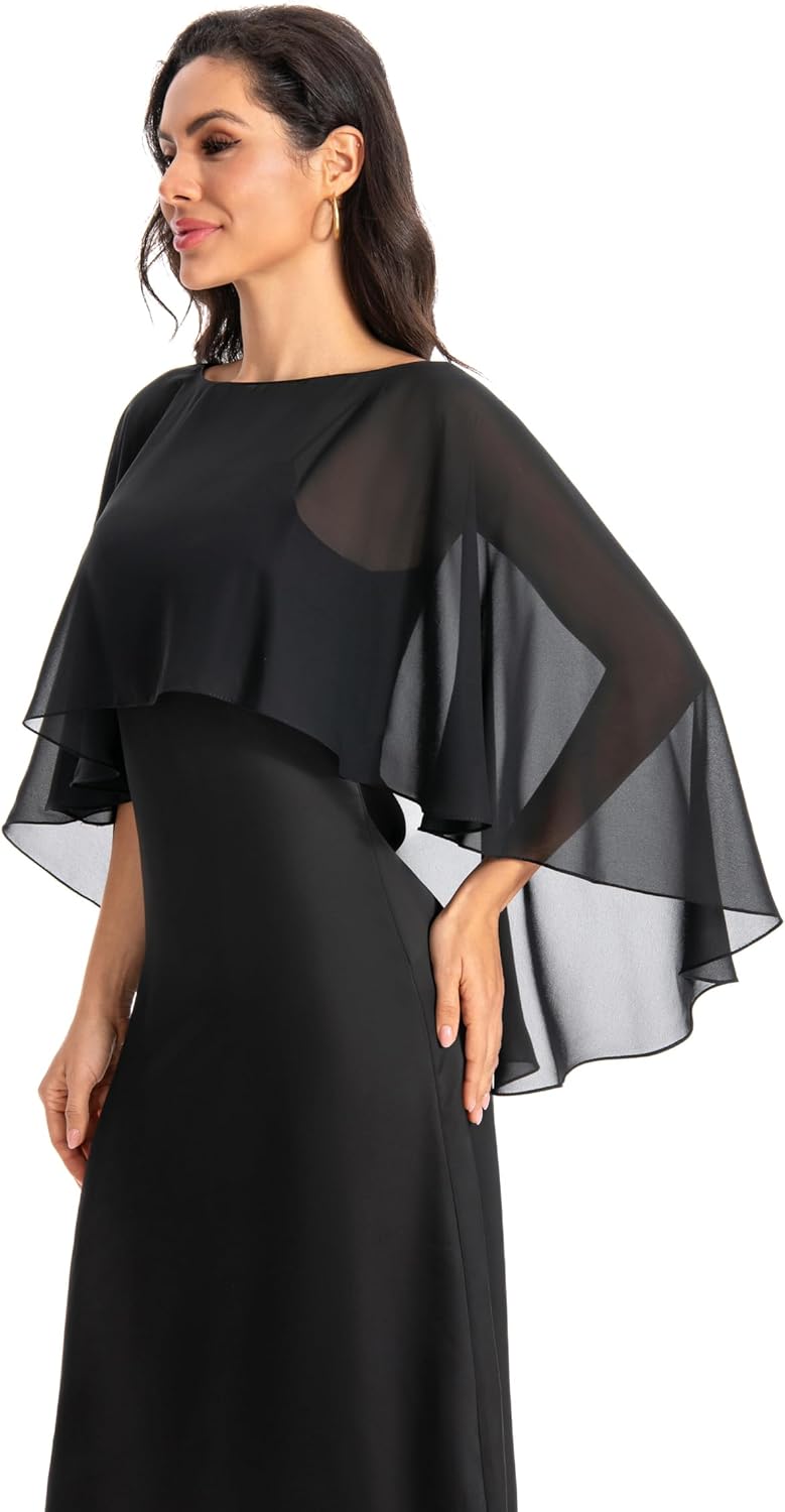 Baoqiya Women's Capelet Shawls and Wraps for Evening Dresses Soft Bridesmaid Shawl Chiffon Cape Wedding Cover Up - Image 4