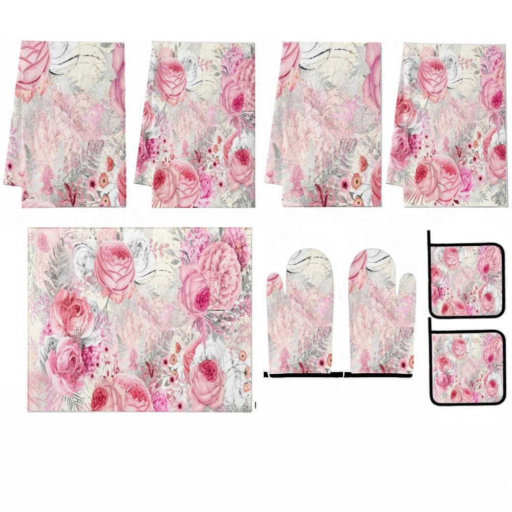 9PCS Elegante Rosa Roses1 Cucina Decor e Accessori Set