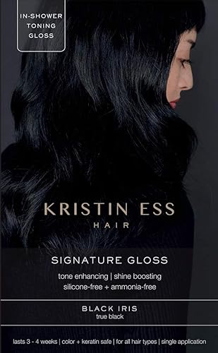 Kristin Ess Tratamiento de brillo para el cabello exclusivo en iris negro, brillo que aumenta el brillo, brillo + esmalte que mejora el tono en 1
