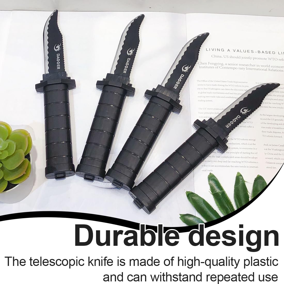 2 Pezzi Coltello Finto Lama Retrattile Coltello da Teatro Magico Scherzo Accessori per Adulti Pesce d'Aprile (Stile Classico)