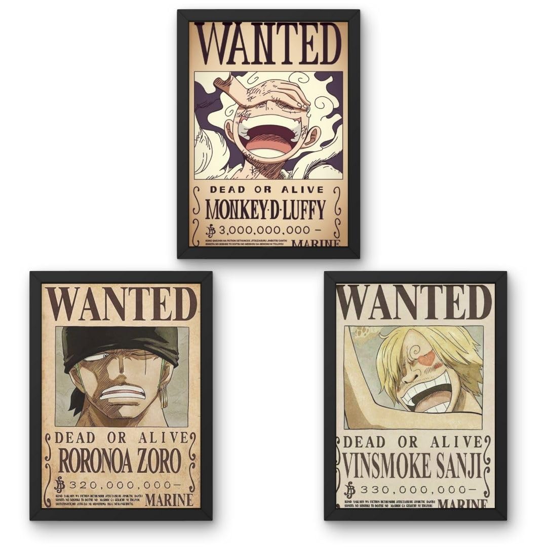 Rockery Frames 3 Framed Wanted Posters Set| Luffy, Zoro & Sanji