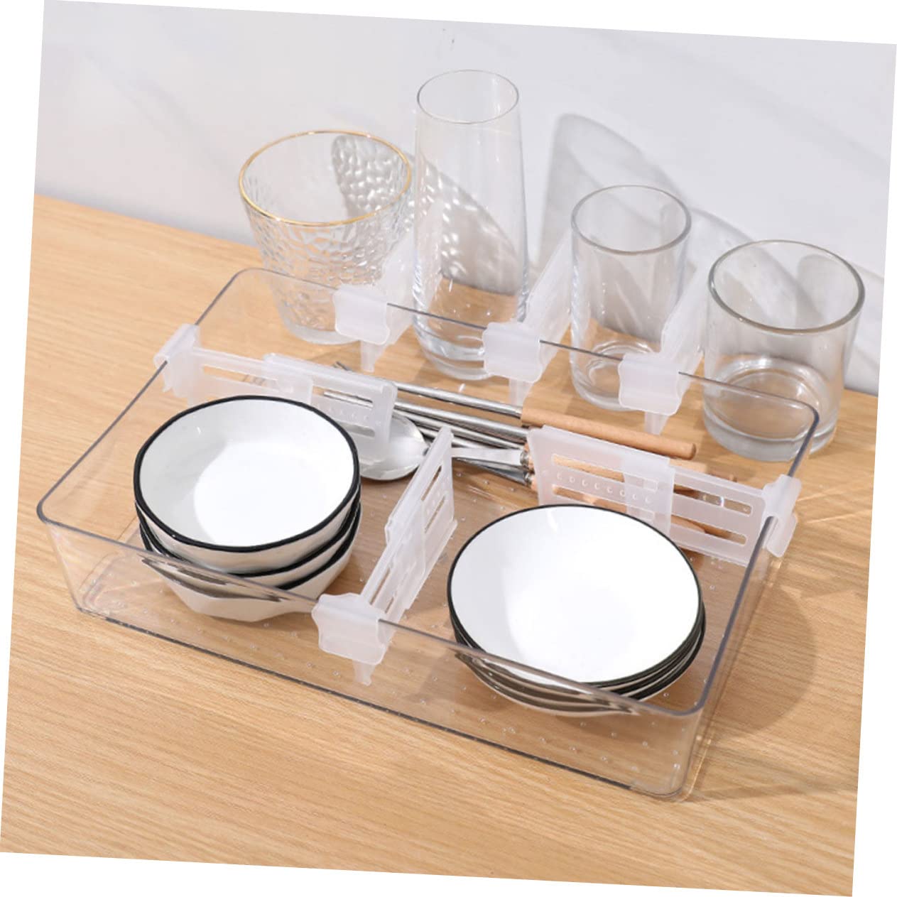 smartified Koelkast-organizer van acryl met verticale scheidingswanden voor het opbergen van fruitschelpen, delica's, tablets, boeken en portefeuilles, 1 stuk