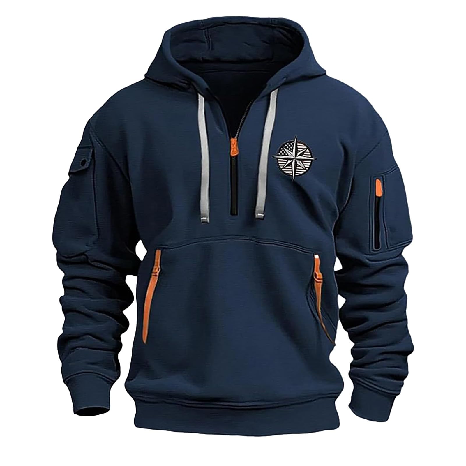 Ropa Anti UV Hombre Men's Printed Fashionable Casual Sweater Tirantes Capucha (Navy, XXXL) De Verano Oversized Gym Deportiva para Artículos Pesca Camiseta Sin Mangas Marca Deporte