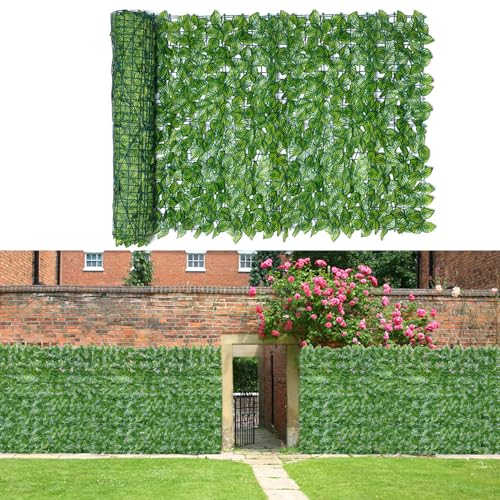 HUIMO Künstliche Efeu Hecke Sichtschutz, 1 x 3m Sichtschutz Zaun mit Efeu...