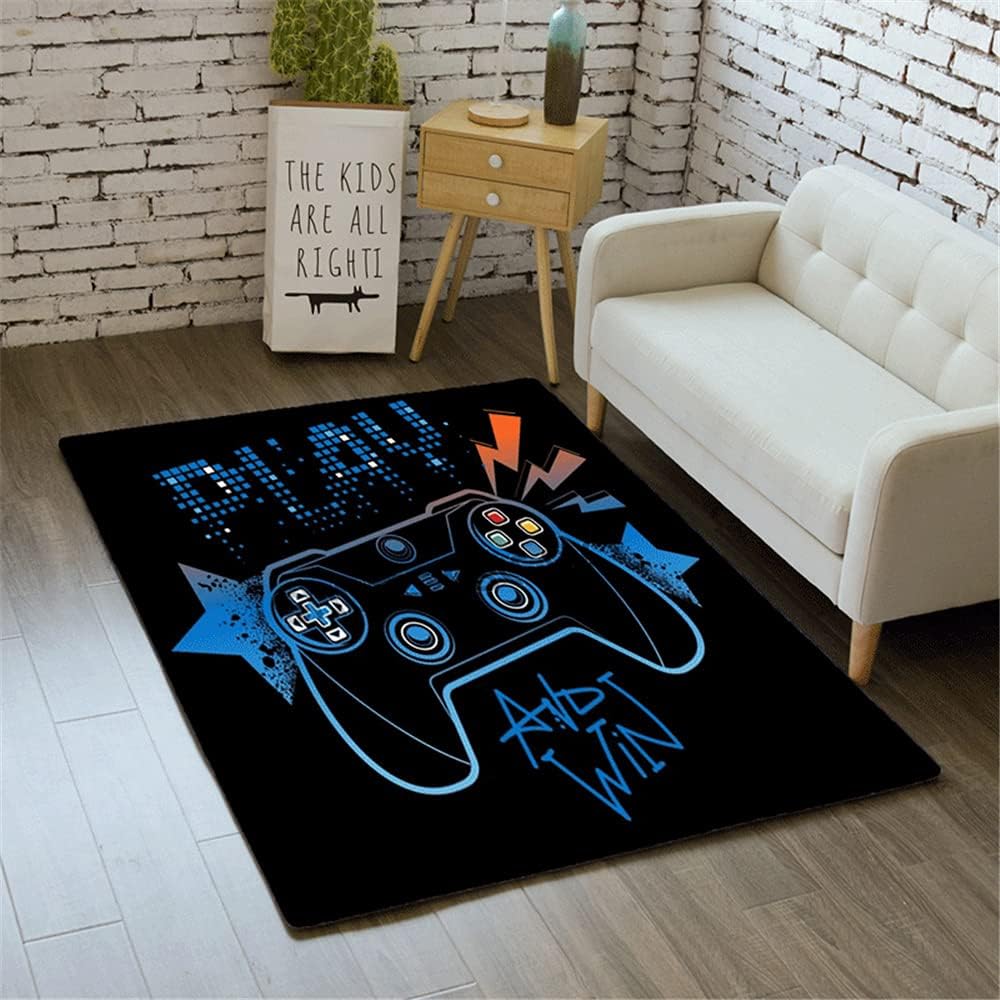 Morbuy 3D Game Print Rugs Modern Carpets Living Room Rug, Extra Large Size Soft Short Medium Pile Rugs Anti Slip Washable Floor Mats for Bedroom Kids Room Decor (blue,60x120cm)
