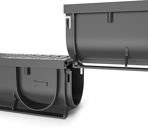 Miniatura 3 de Vodaland - Canal de drenaje de zanja de 3 pulgadas fácil de 1 premium, rejilla de acero galvanizado estampado (4)