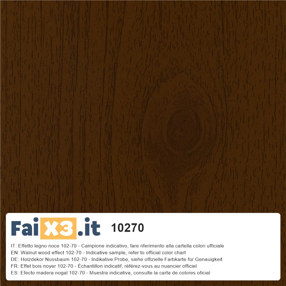 FaiX3.it - Perfil angular en L 30x30x1 mm de aluminio, efecto madera nogal 102-70, longitud 1000 mm
