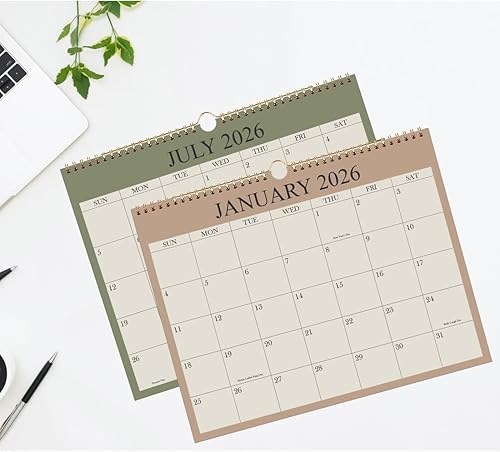 Miniatura 4 de Calendario de pared 2026-12 meses, de enero de 2026 a diciembre de 2026, calendario colgante de pared 2026 con papel grueso, 8.5 x 11 pulgadas, beige