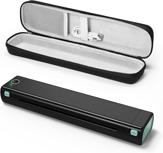 Phomemo M08F Portable Printer  Inkless Mobile Printer Compatible with iOS, Android & Laptop, Portable Printers Wireless for Travel, Mobile Office, School, Home,Tattoo, A4 ThermalWith 1 Case