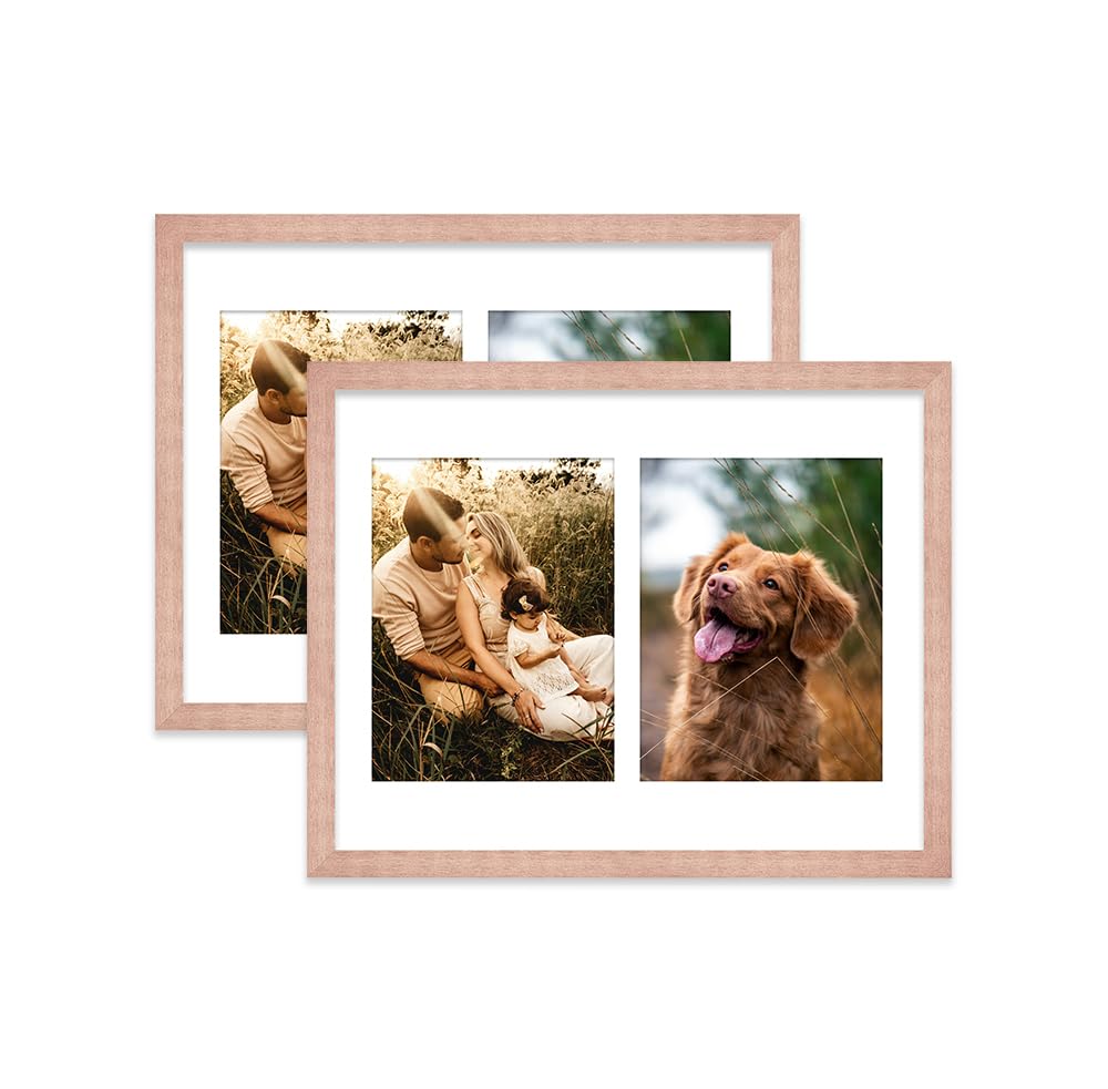 Bronze Multi Photo Frame - Holds 2 x 8x6 Pictures, Family Collage Picture Frame for Wall Display, 14x11 Frame size, Set of 2