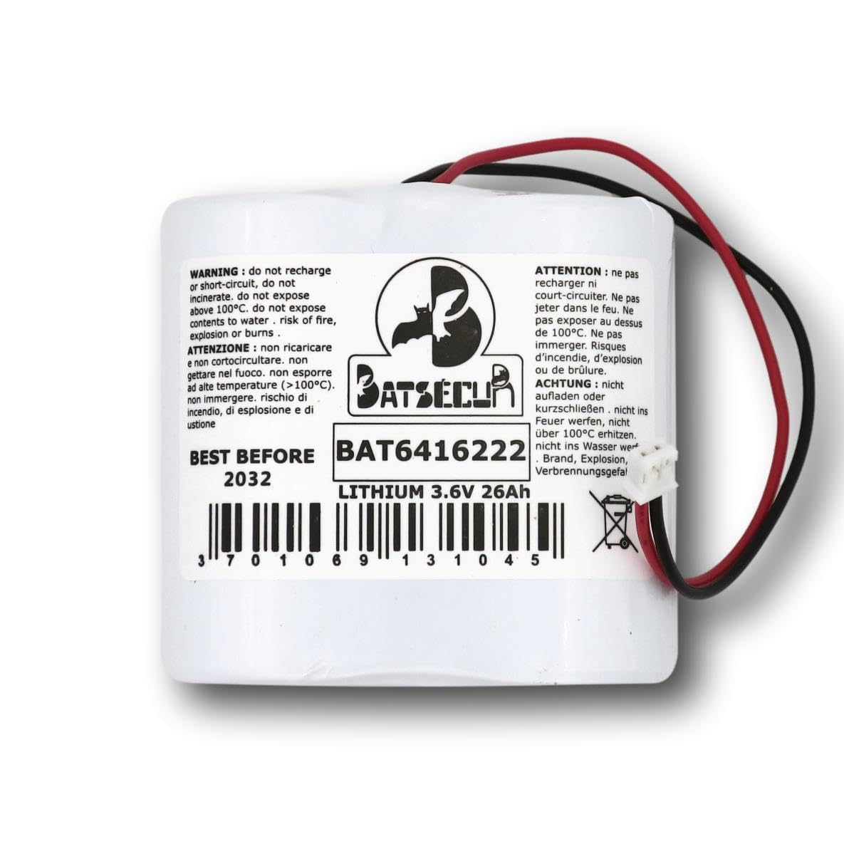 Pile Alarme BAT6416222 Compatible Delta Dore 6416222, BP CS 8000 Tyxal+, Bat CS 8000-SI-SEFIO3 Tyxal+ - 3.6V 26Ah Li-SOCl2