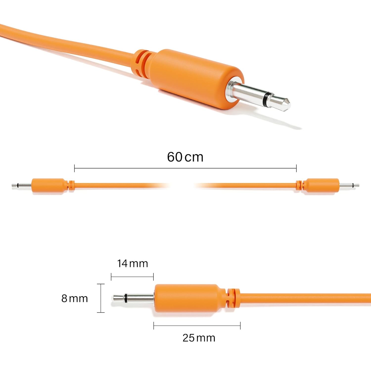 Mono Modular Patch Cables TS 3.5mm 1/8 inch Eurorack Synthesizer [10-Pack | 120 cm - 47.24"]