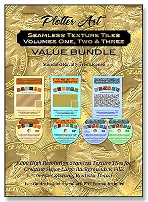 Plotter Art™ Seamless Texture Tiles Volume One, Two and Three Value Bundle, 1,800 High Resolution Images on 4 DVD-ROMs with PDF User Guides & Image Galleries - Standard Royalty Free License