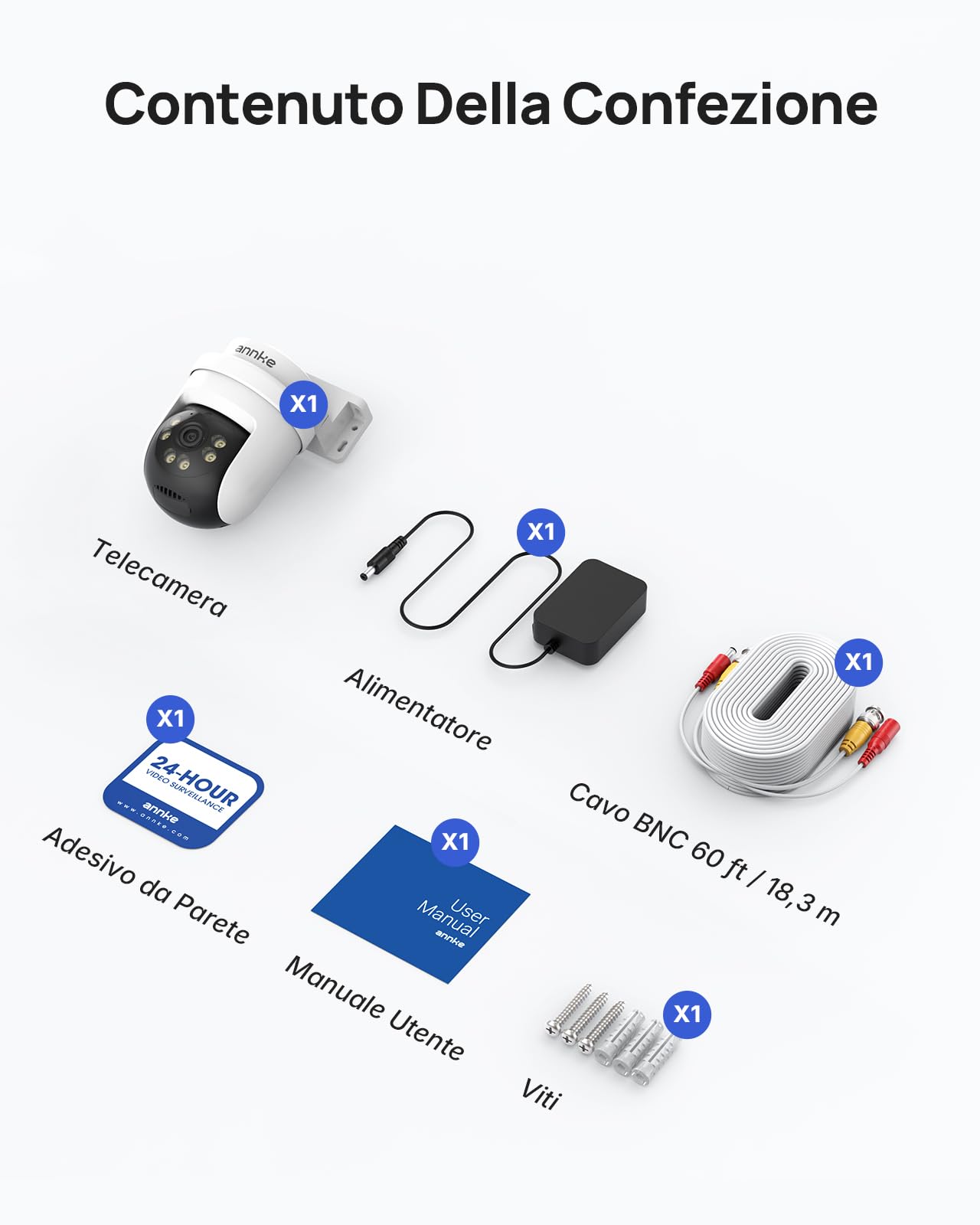 ANNKE 3K/5MP Audio in PT Telecamera Cablata di Sorveglianza AHD per la Casa | Funzione Girevole a 355°Pan/90°Tilt, Visione Notturna 30 m, Visione Notturna Digitale (DVR Obbligatorio, Non incluso)