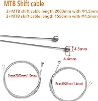 Vista 4 de Kit de 4 cables de cambio de bicicleta, cable de desviador de acero inoxidable de 6.9 ft y cable de cambio para bicicleta de carretera de montaña