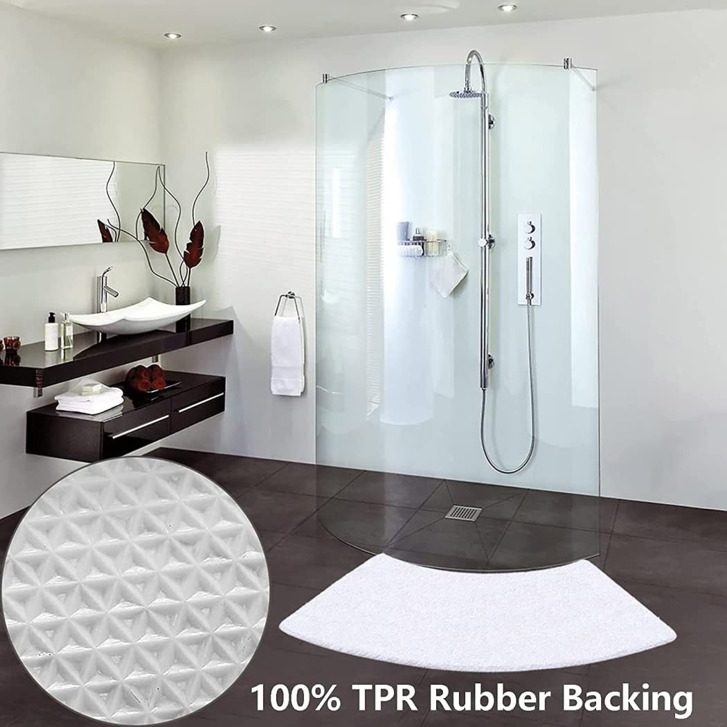 Tappeto Doccia Angolare Tappeti da Bagno Curvo Antiscivolo Tappetino da Bagno Microfibre Morbide Assorbenti Tappetino Lavabile in Lavatrice,1,45X100 CM