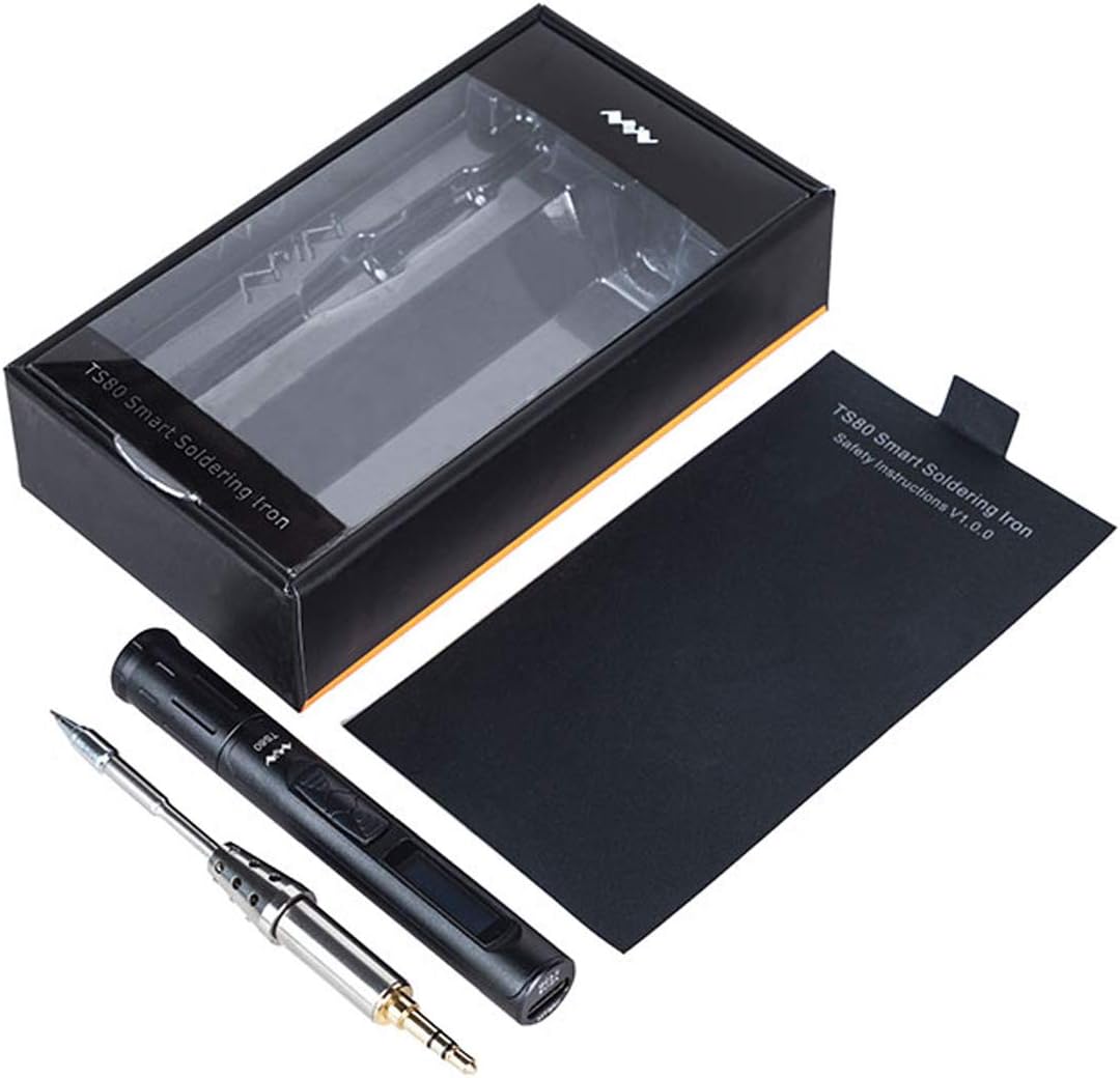 GoBuying TS80 Upgraded 9V Type C USB Original Digital OLED Programmable Pocket-Size Smart Mini Portable Soldering Iron Station Kit - with B02 Tip【NO Power Supply】