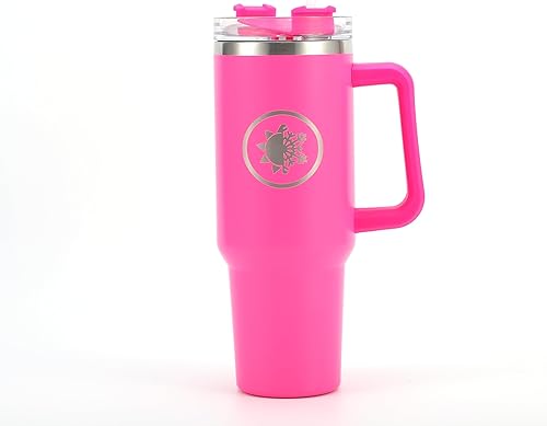 Botella térmica de acero inoxidable con asa, 40 onzas, color rosa, diseño sofisticado, sostenibilidad y durabilidad para deportes, gimnasio y viajes.