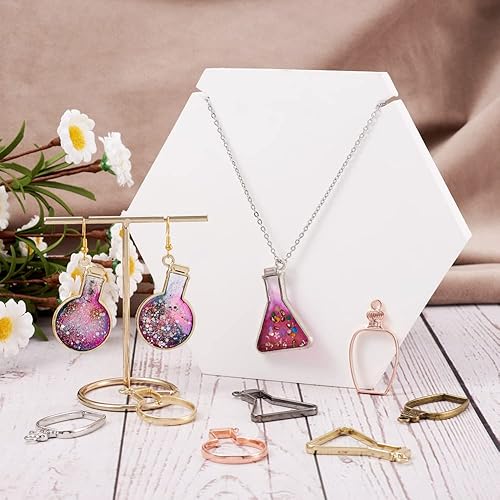 Miniatura 2 de Dijes de bisel de espalda abierta de estilo surtido, colgantes de marco hueco de metal, dijes de flores prensadas para hacer joyas de resina UV DIY