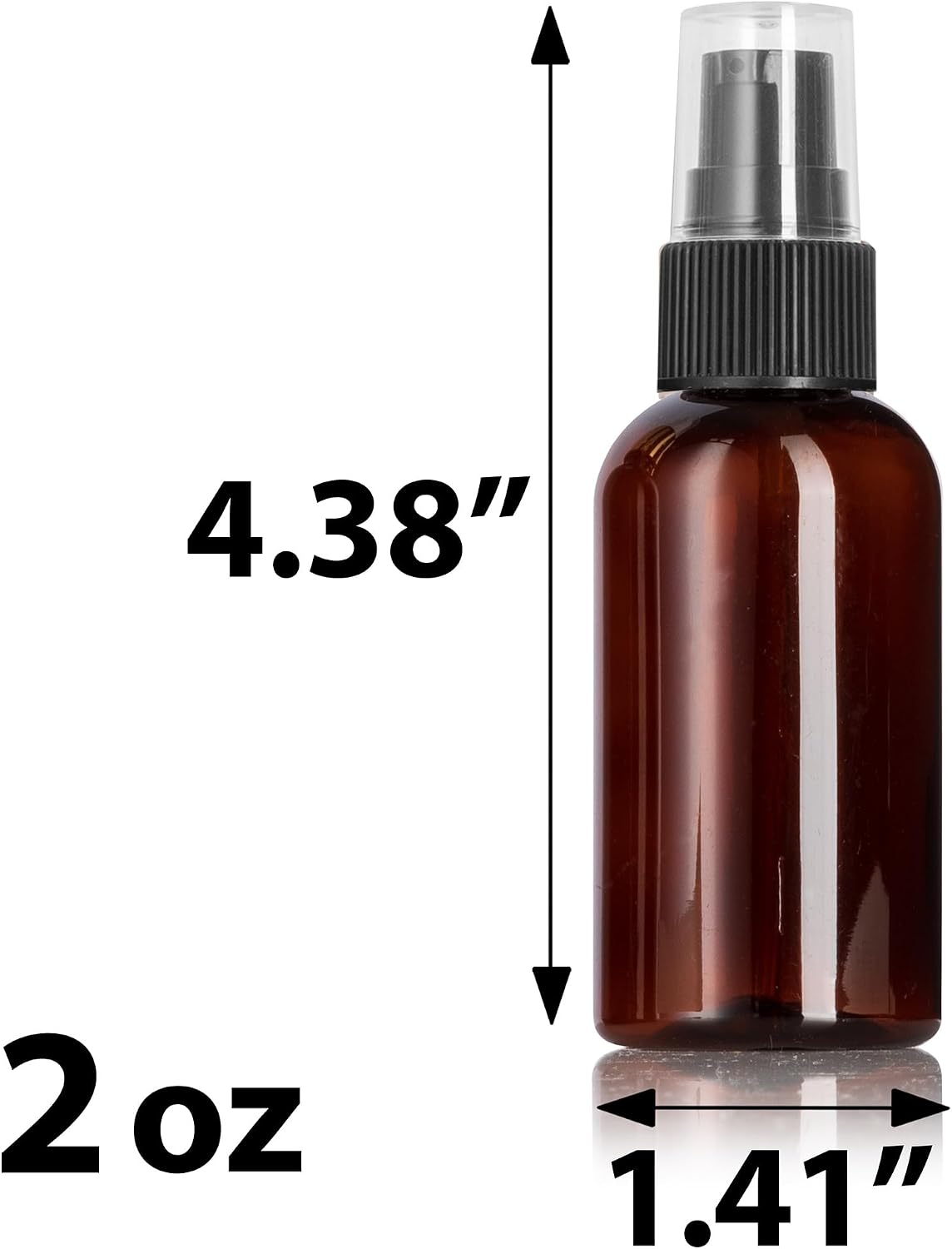 JUVITUS 2 oz Amber Boston Round Plastic PET Bottles with Black Treatment Pump (12 Pack)