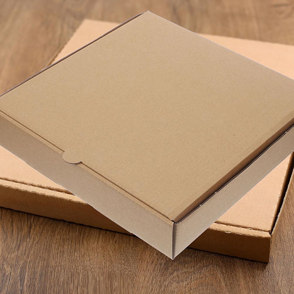 Holibanna Lot de 10 mini boîtes à pizza en papier kraft - Emballage carré pour cookies, mini pies et cadeaux de fête - Facile à assembler - Robuste et élégant