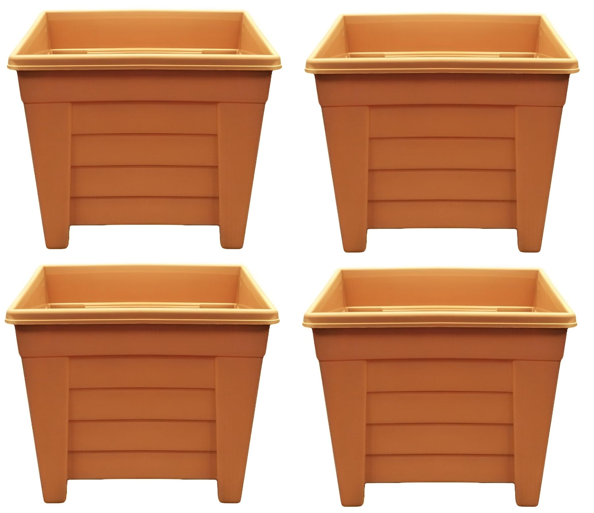 Optimal Products Long Trough/Oval/Square Plant Pot Plastic Planter Indoor Home Outdoor Garden Window Herb Flower Box (4, 27cm Square Planter Terracotta)