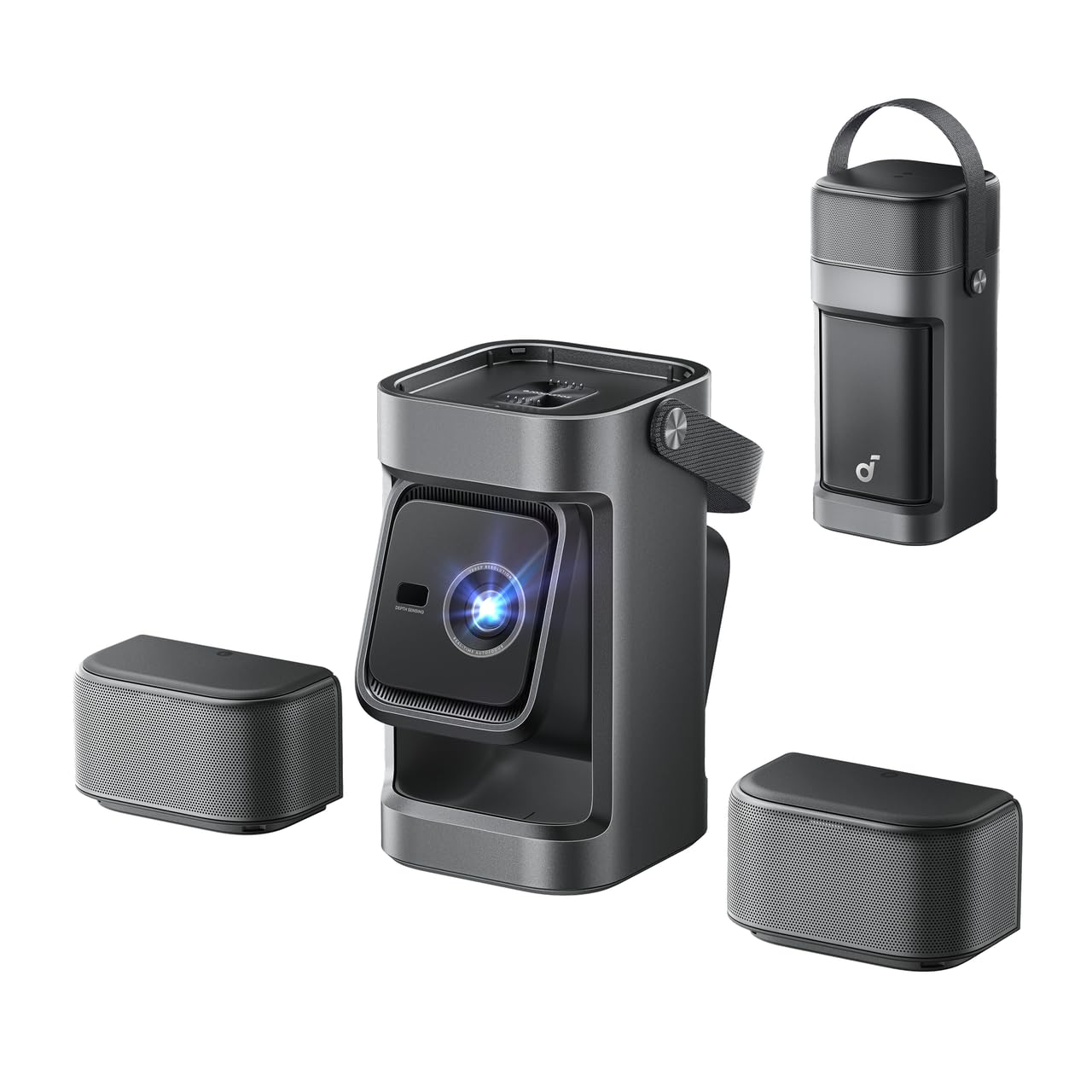 soundcore Nebula P1 Proiettore Portatile GTV Nero, Altoparlanti Rimovibili, 650 ANSI Lumen, 1080P, Suono Surround 2.0 20W, Dolby Audio, Gimbal Integrato, Regolazione Automatica, Schermo 180", Maniglia