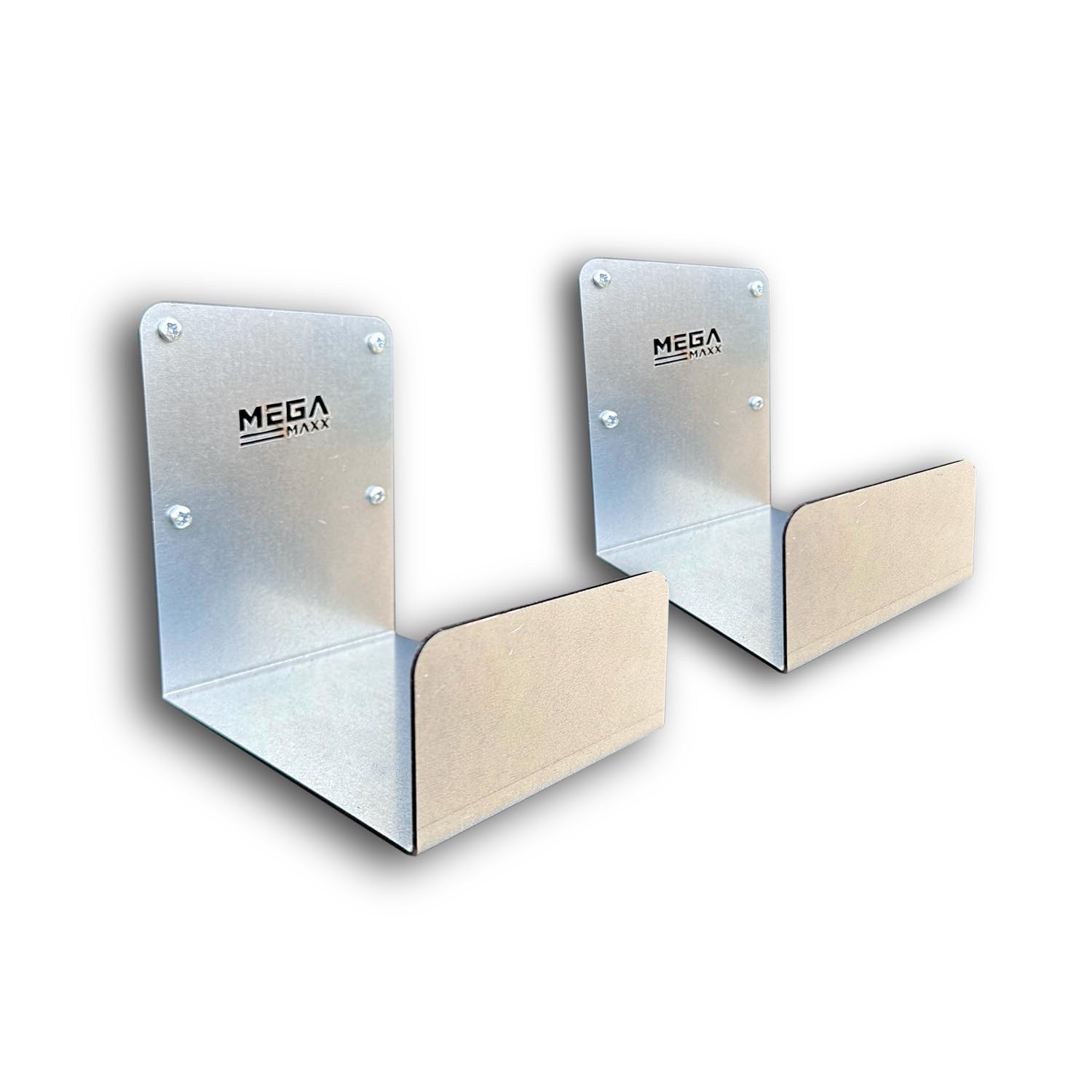 Megamaxx Bare Steel Uk Wall Mount Ladder Brackets – Galvanised Steel Hanging Hooks For Garage Or Shed – Heavy Duty Bracket Pair For Step Ladders And Extension Ladders – Uk Made