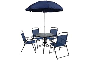 Flash Furniture 4 Chair Patio Set with Glass Table and Umbrella