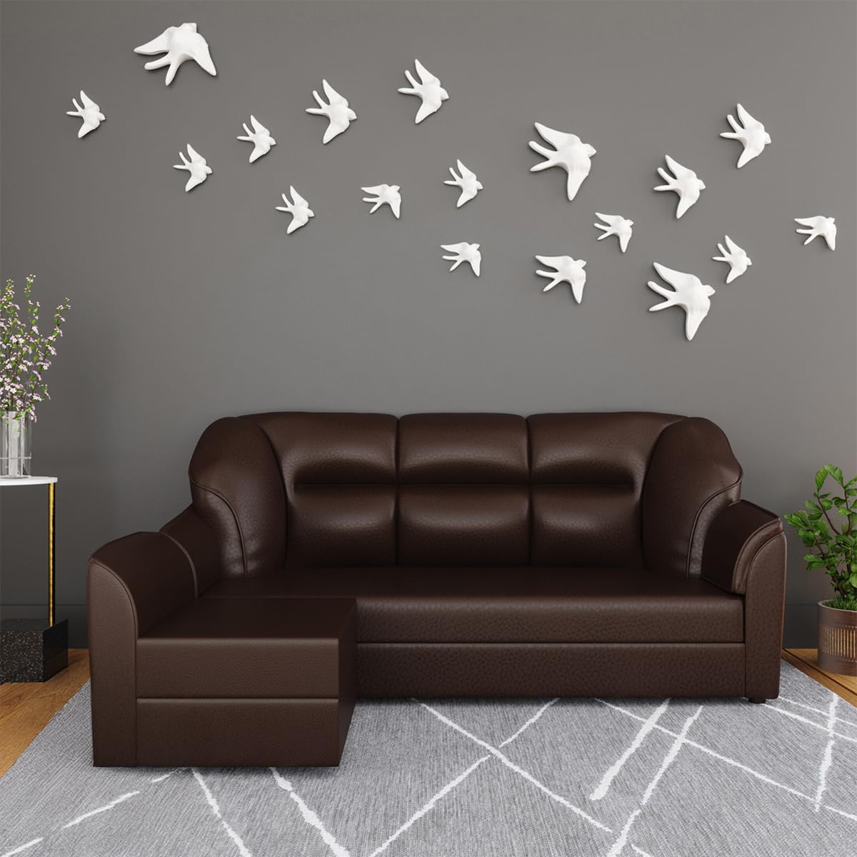 WESTIDO Leatherette 4 Seater - Sofa (Finish Color - Brown, DIY(Do-It-Yourself)) | 1 Year Warranty-image-5