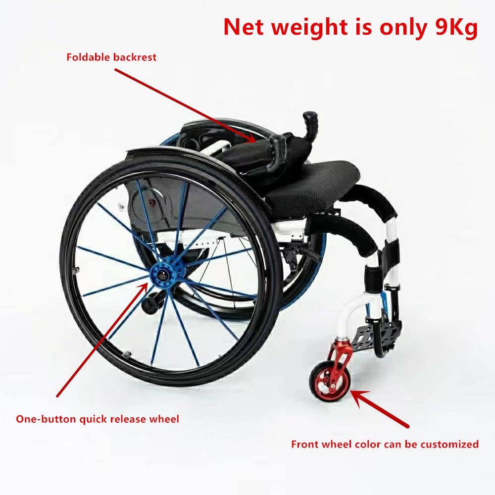 Silla de Ruedas Plegable Deportiva Ligera, Silla de Ruedas Móvil de Transporte, Silla de Ruedas Manual Ligera para Deporte Y Ocio/41Cm/a