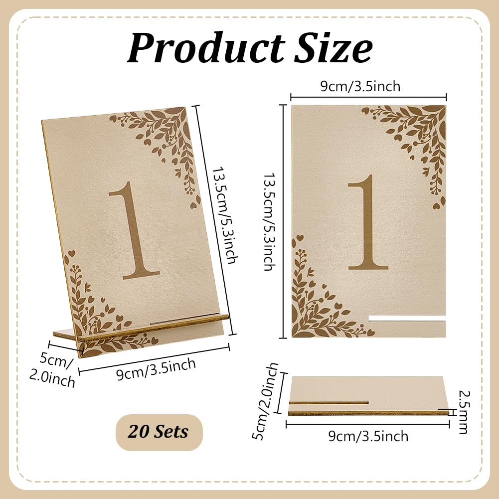 PH PandaHall 20pz Numeri Tavoli Ristorante Numeri da Tavolo in Legno Numero 1-20 con Base di Supporto per Matrimonio Feste Tavoli Addio Al Nubilato Banchetto Ristorante, 13.5x9cm