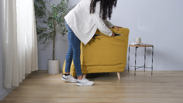 Sillón convertible plegable poliéster amarillo miniatura 7