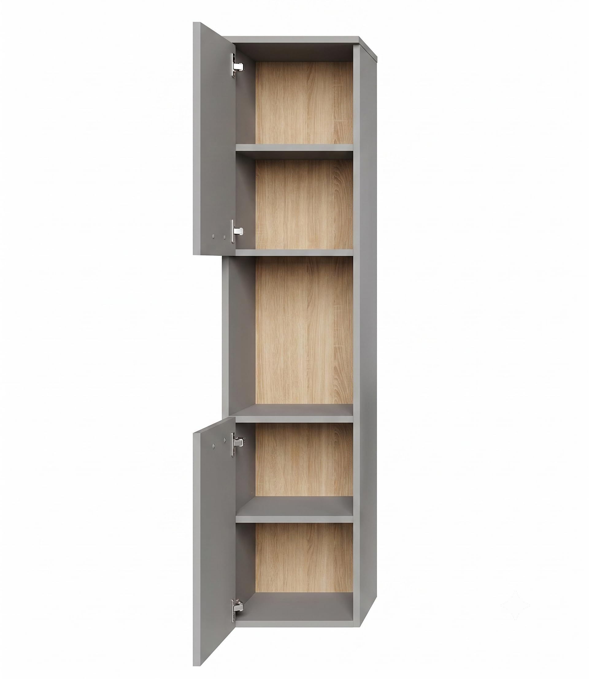 Badplaats B.V. Mueble de baño Montreal 30 x 30 x 131 cm – Gris Mate – Mueble de Pared con 2 Puertas