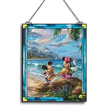 The Bradford Exchange Mickey/Minnie Sweetheart The Perfect Pair Stained-Glass Suncatcher Collection Issue #3 by T-Kinkade 6"x7.5"
