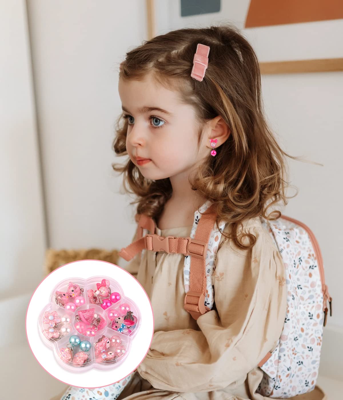 ZILZUFA 12 Paires Boucles d'oreilles Clip Fille Enfants, Magnifique Sirène Coquille Non Piercing Boucles d'oreilles Princesse Bijoux Accessoires Fête Anniversaire Cadeau